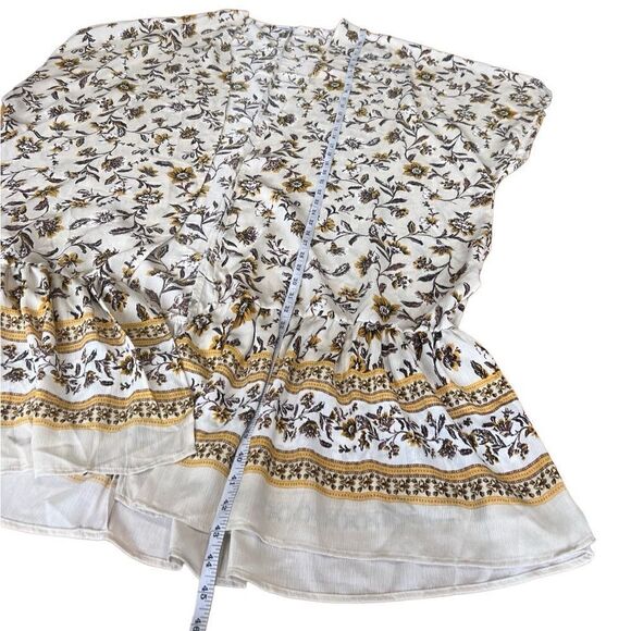 kimono cream brown golden floral cardigan duster size S/M - Picture 12 of 13